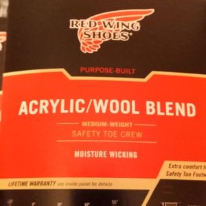 Red Wing Men's Acrylic/Wool Blend Crew Socks, Size 12-15 NWT